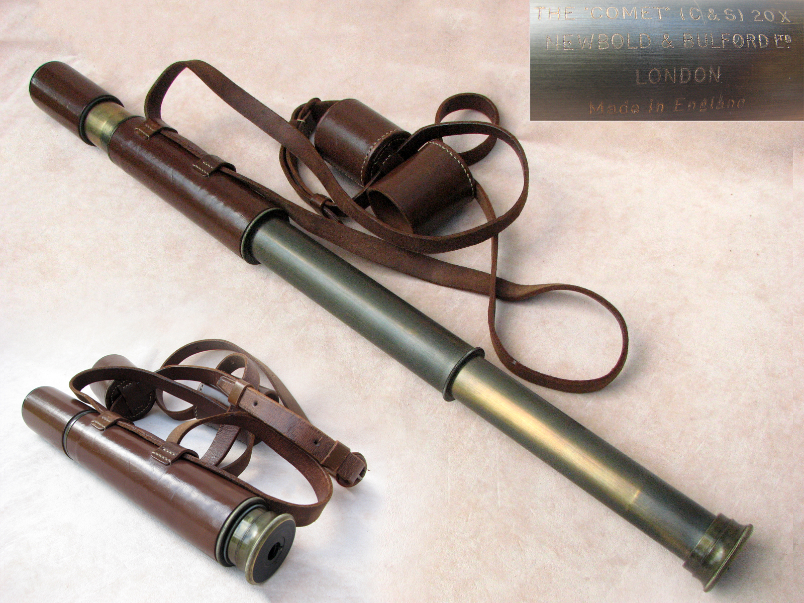 Vintage Newbold Bulford 'COMET' 2 draw field telescope 20x